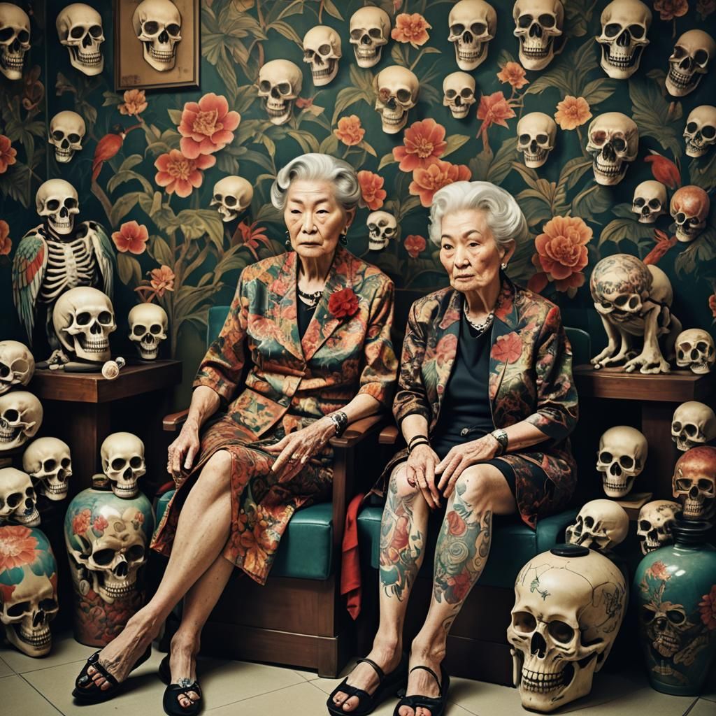 Skull Tattooed Women at Japanese Spa Hotel