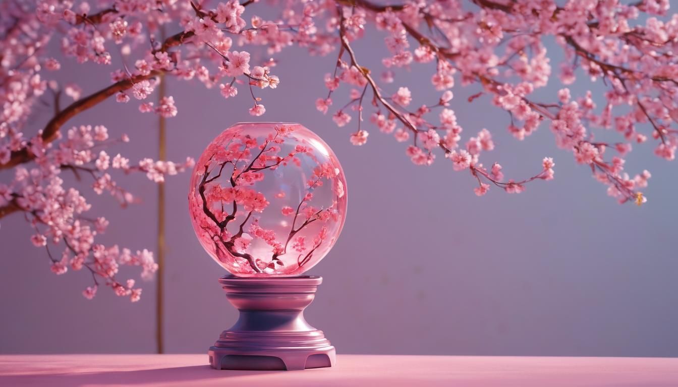Sakura Glass Figurine in Pixar Concept Art Style