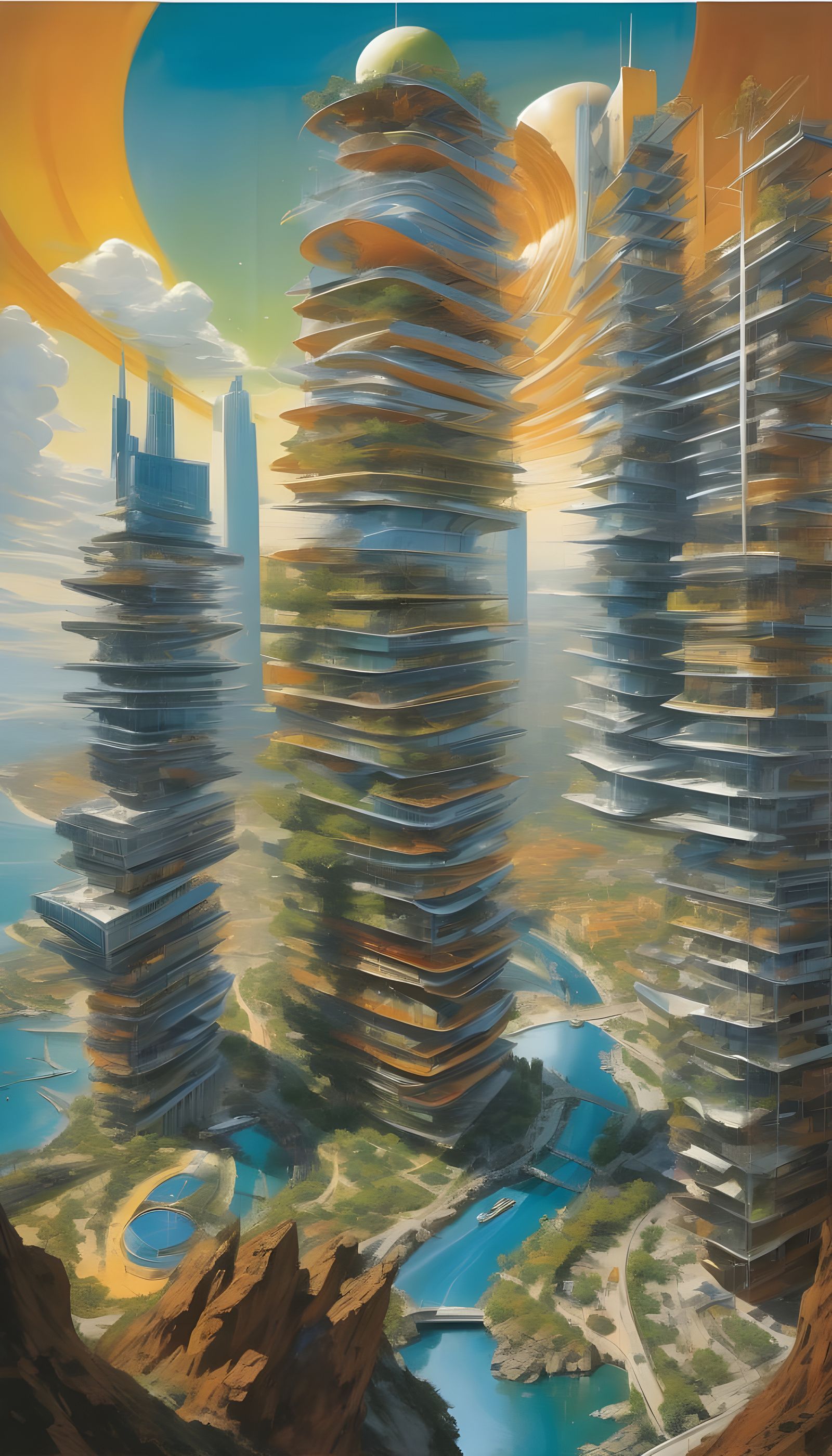 Surreal Buildings in Dreamscape, Fantastic Realism