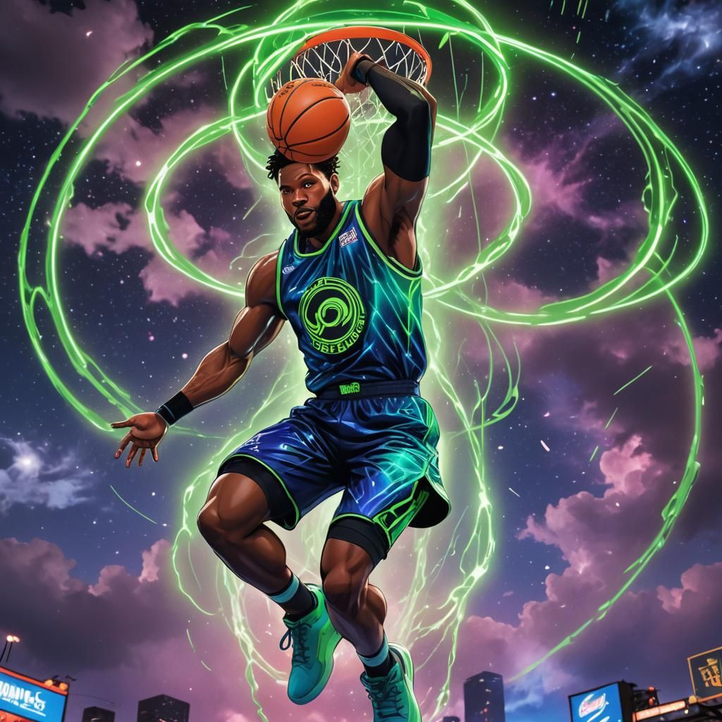 Fantasy Man-Galaxy Dunk in Sports Art Style