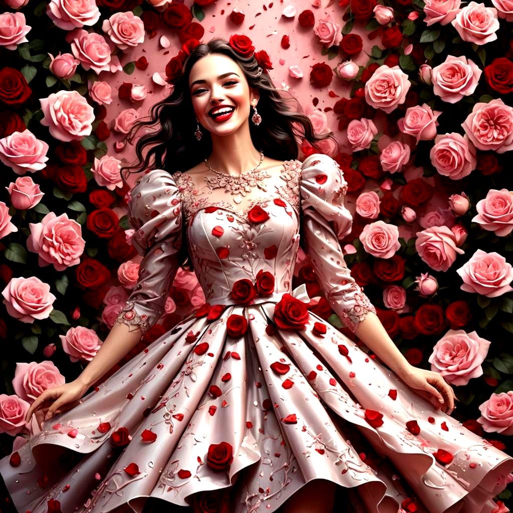 Beautiful Girl in Rose Garden: Digital Matte Painting