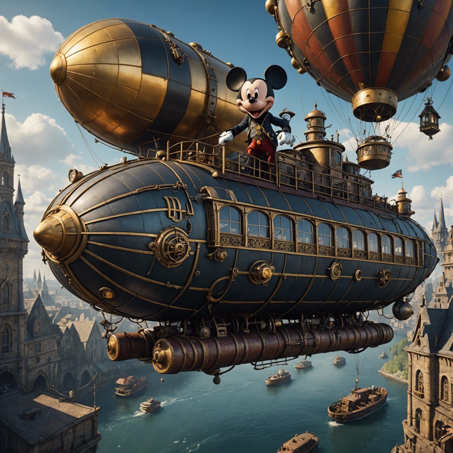 Mickey Mouse in Steampunk Zeppelin Art