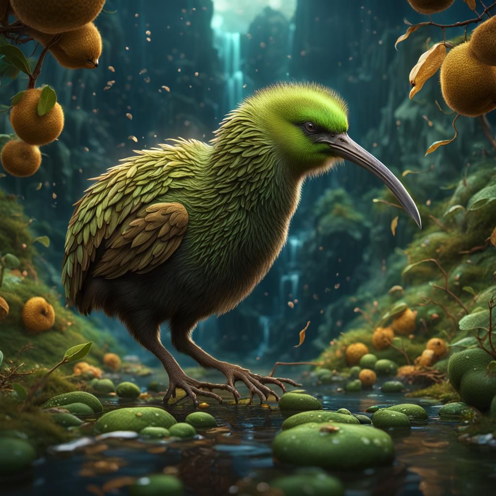 Fantastical Kiwi Bird Matte Painting