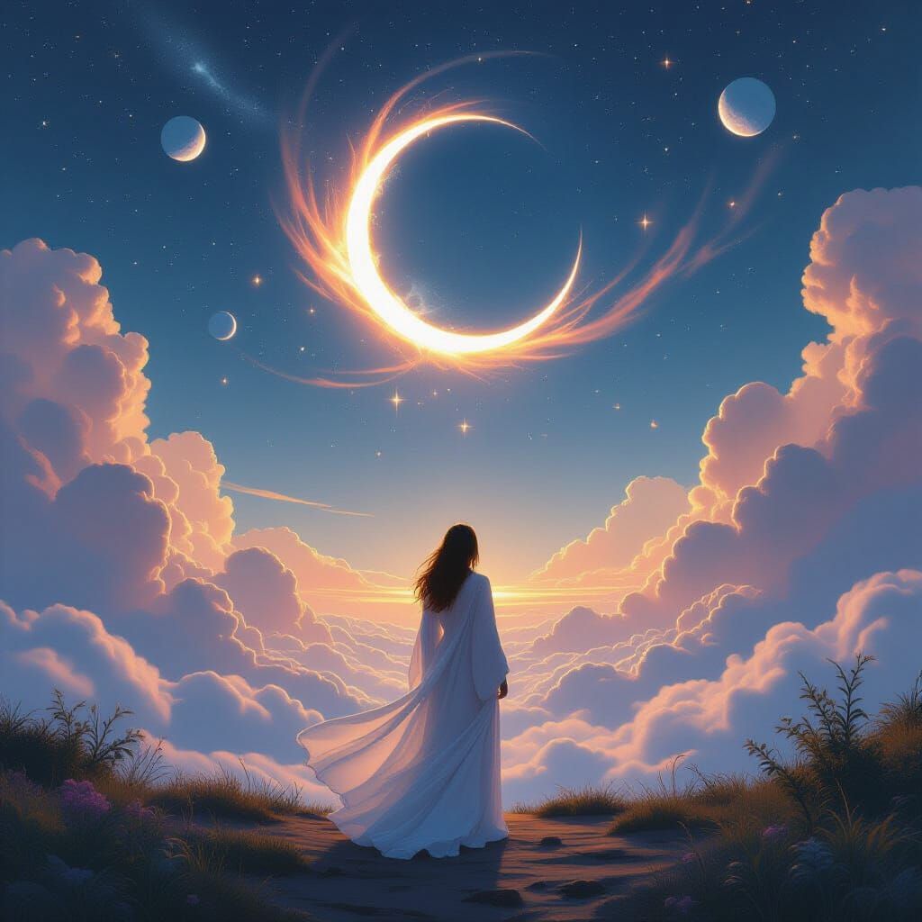 Celestial Eclipse in a Mystical Landscape