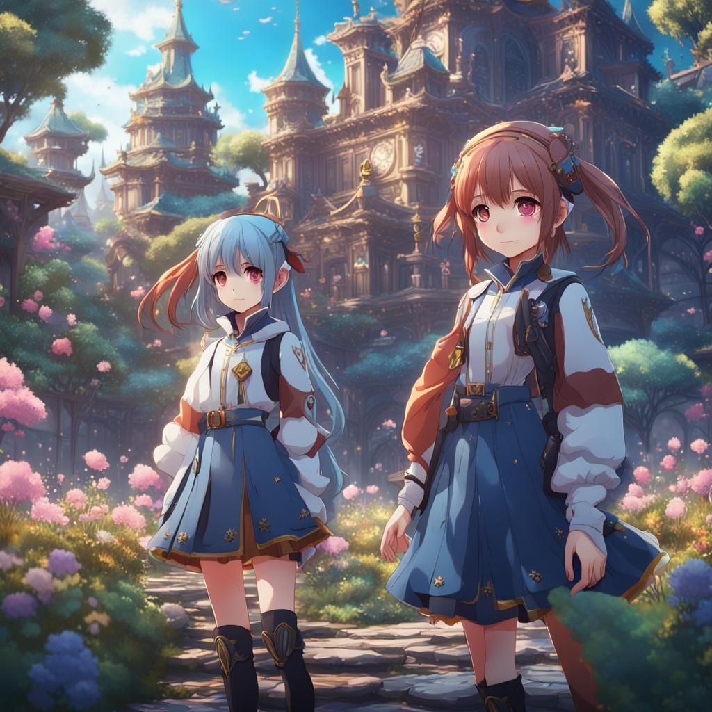 Anime Girls in Detailed Fantasy Concept Art