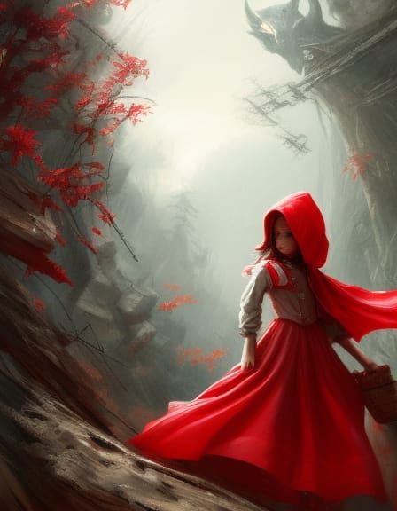Little Red Riding Hood in Dark Fantasy Style