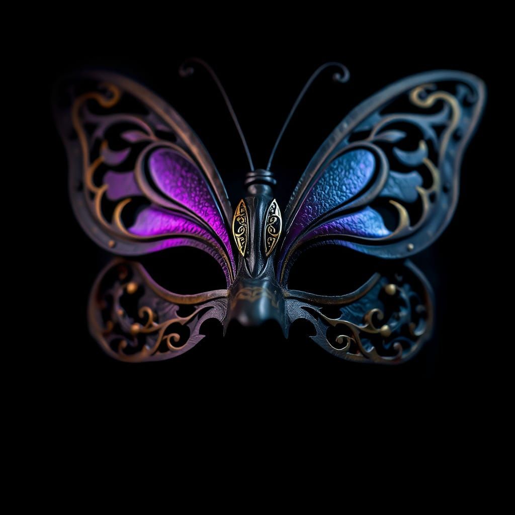 Handcrafted Butterfly Mask with Gold Filigree Details