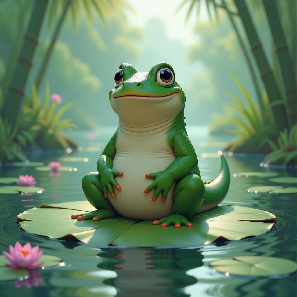 Pepe on a Lily Pad: Matte Painting