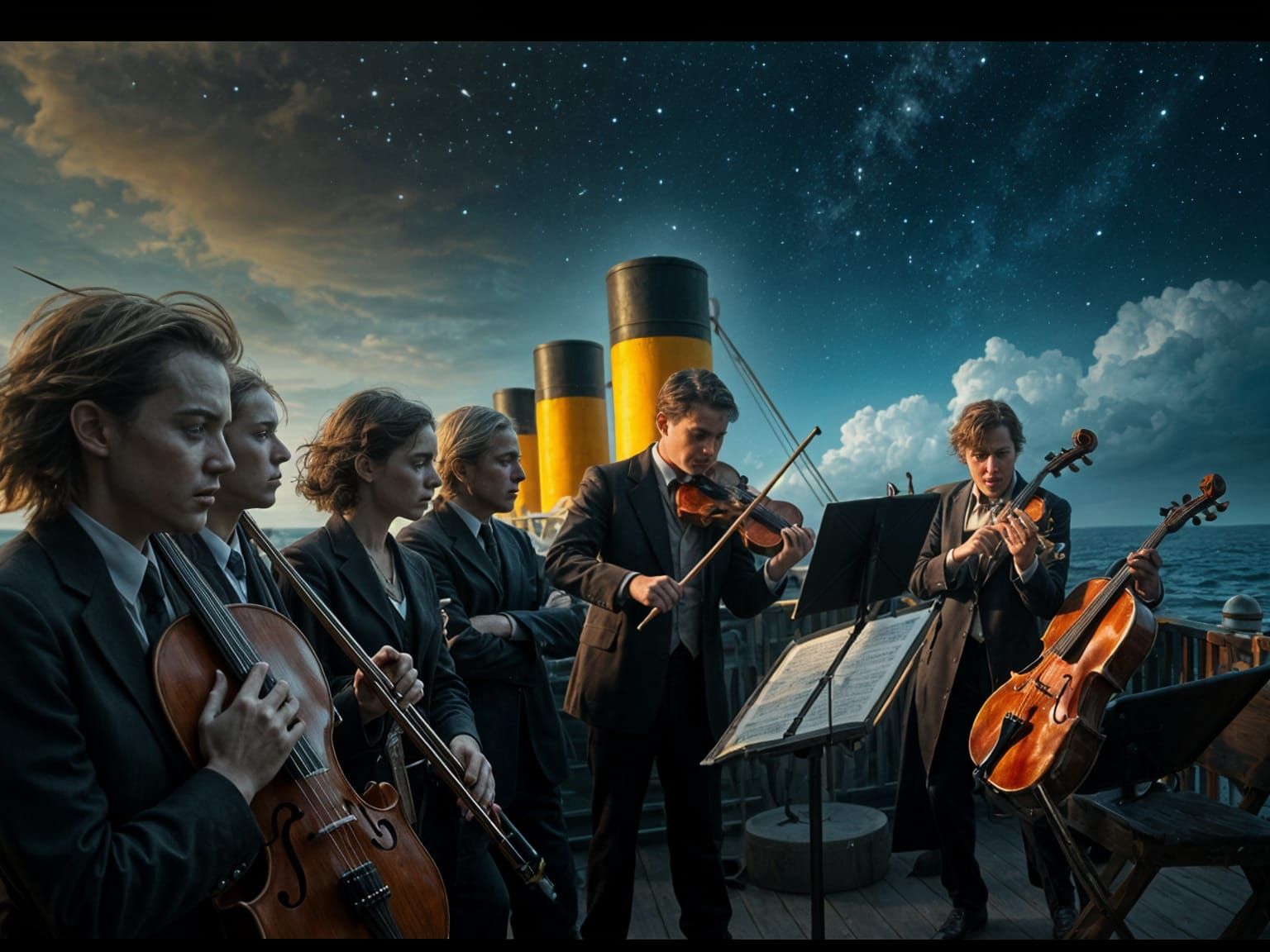Tears of the Titanic: Musicians Defy Fate Under Starry Night...