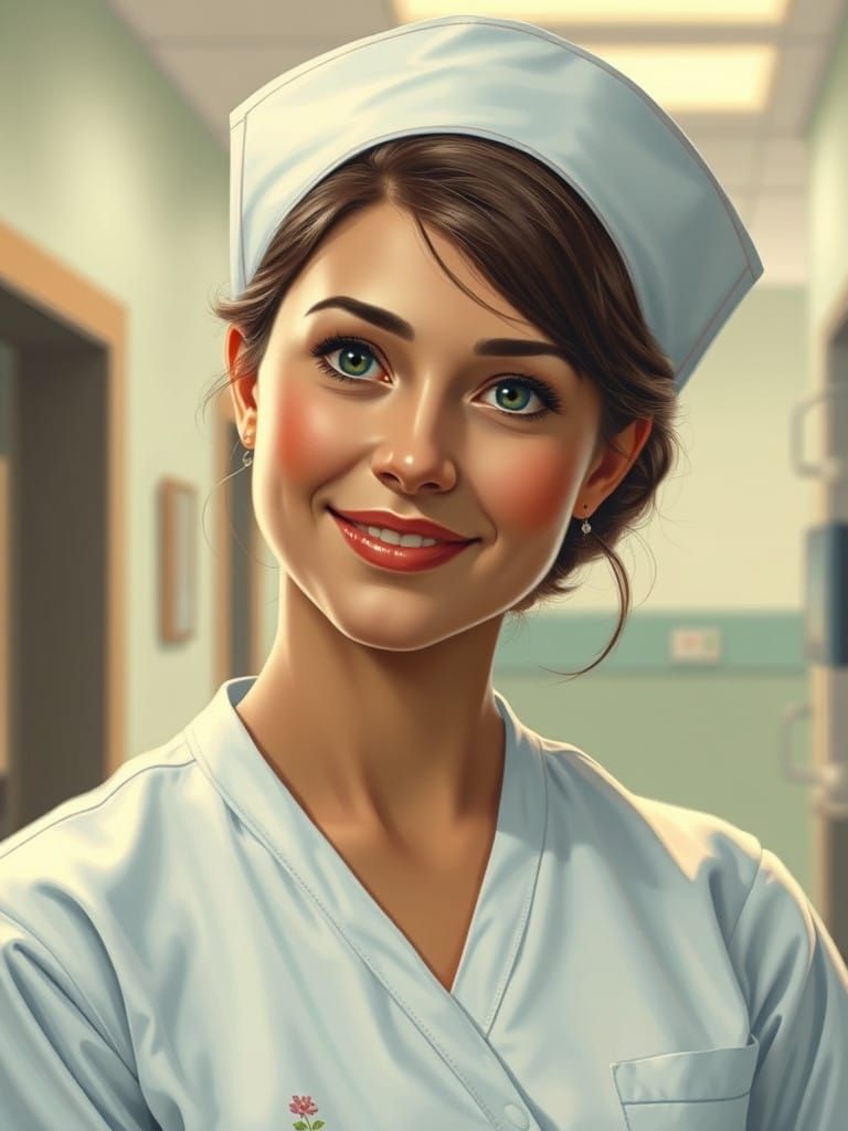 Compassionate Nurse in Warm Realist Style