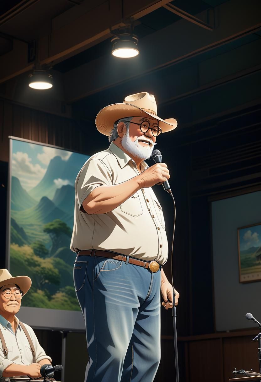 Anime Cowboy Singer Inspired by Studio Ghibli