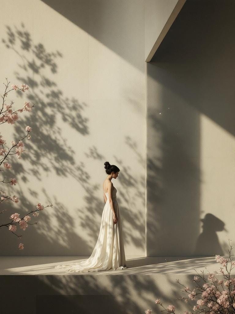 Abstract Pin-Up in Geometric Garden, Existential Aesthetic