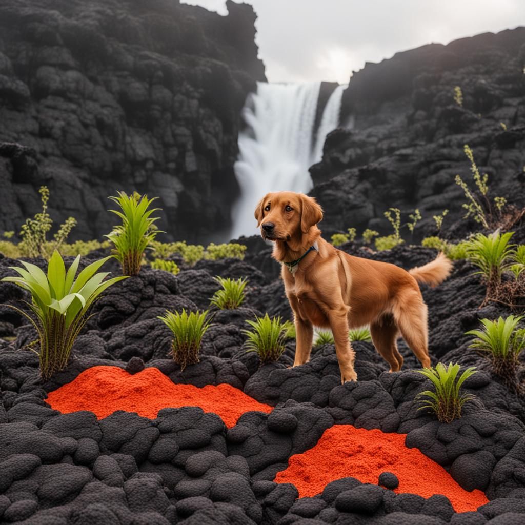 Plant Survives Lava Flow with Canine Companion