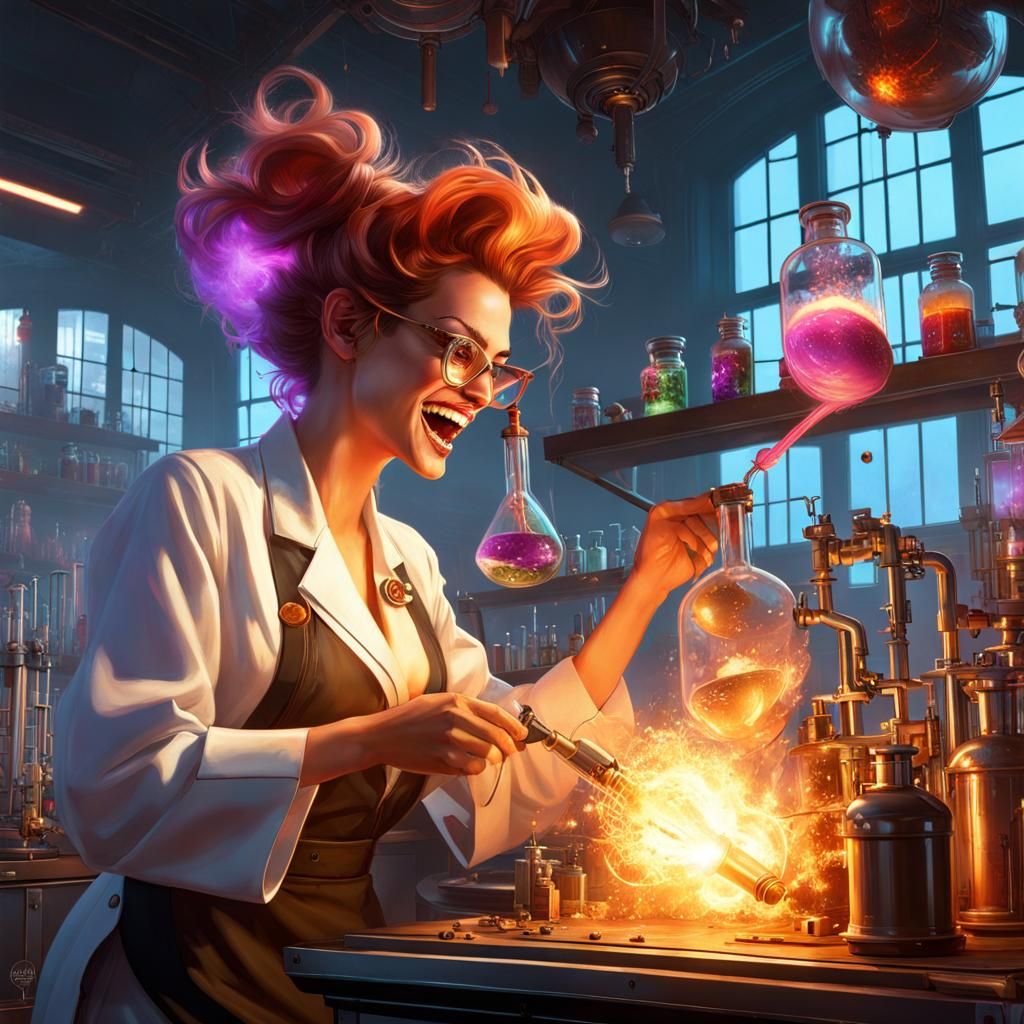 Mad Scientist Experimenting: Frazetta-Inspired Portrait