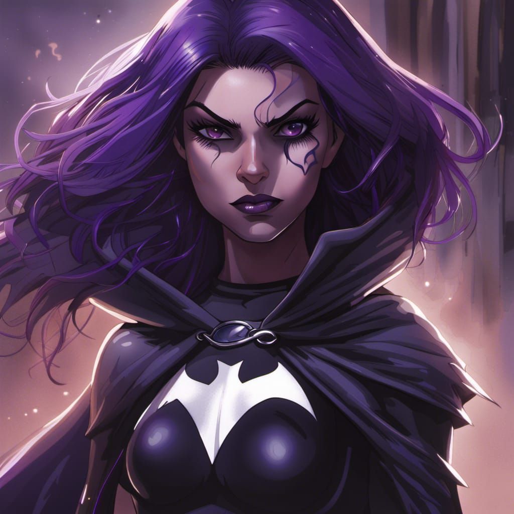 Raven dressed as Batgirl