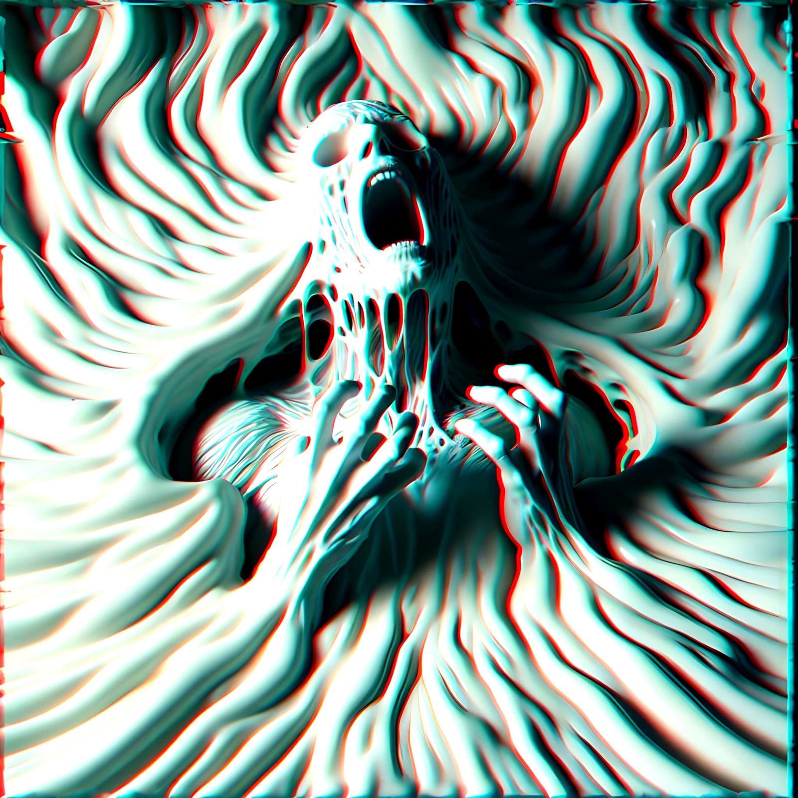 Glitchcore Figure Trapped in Silent Void