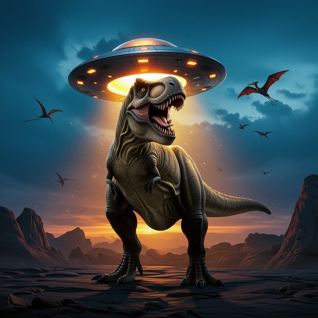 T-Rex Catches UFO in the Jurassic Period