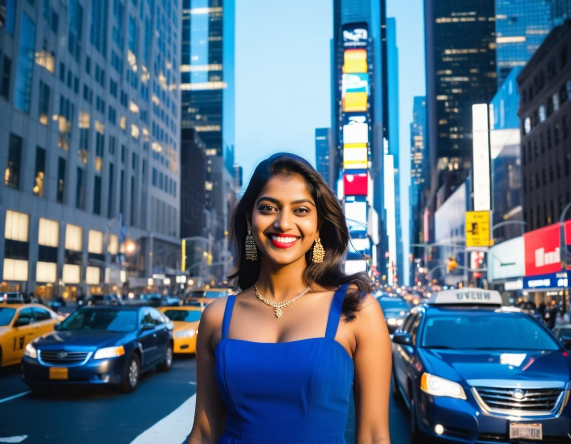 Indian Girl Selfie in New York, Analog Style