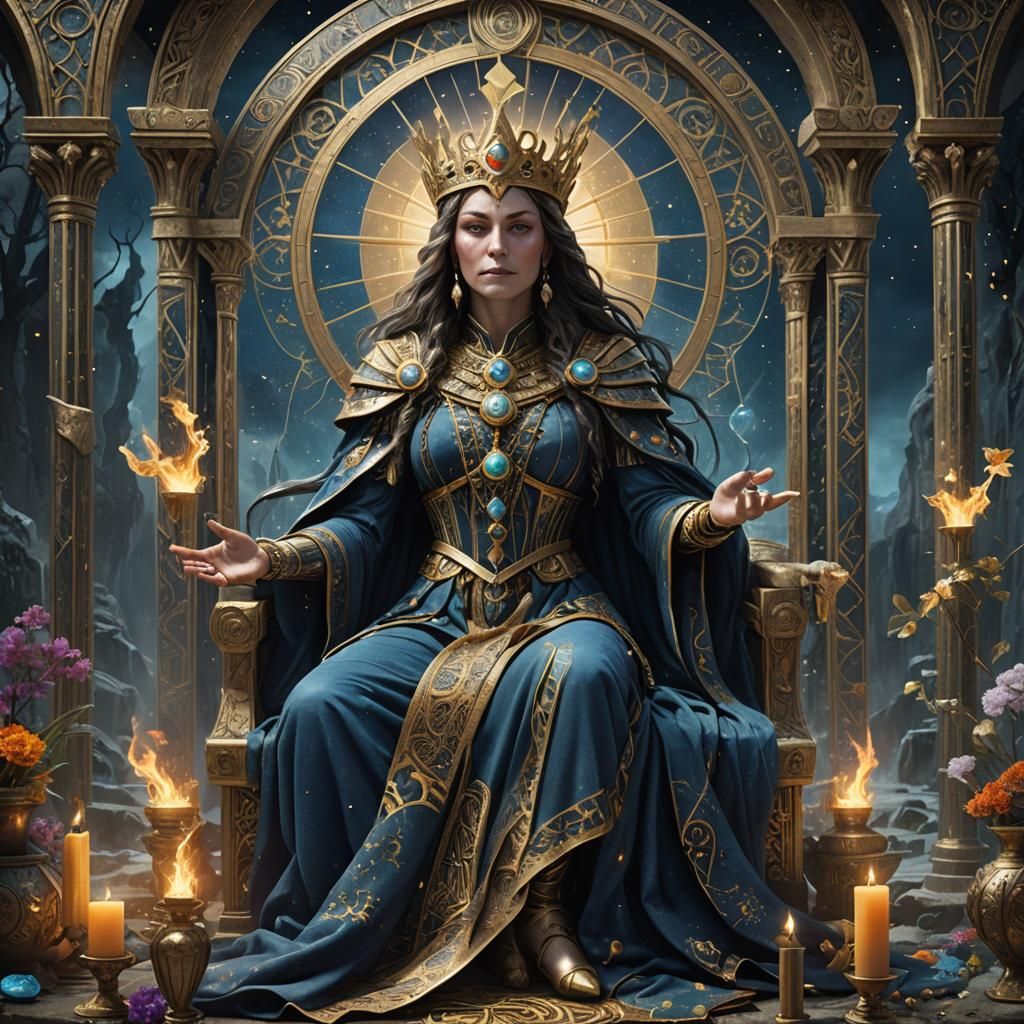 The High Priestess Tarot Card: Detailed Matte Painting