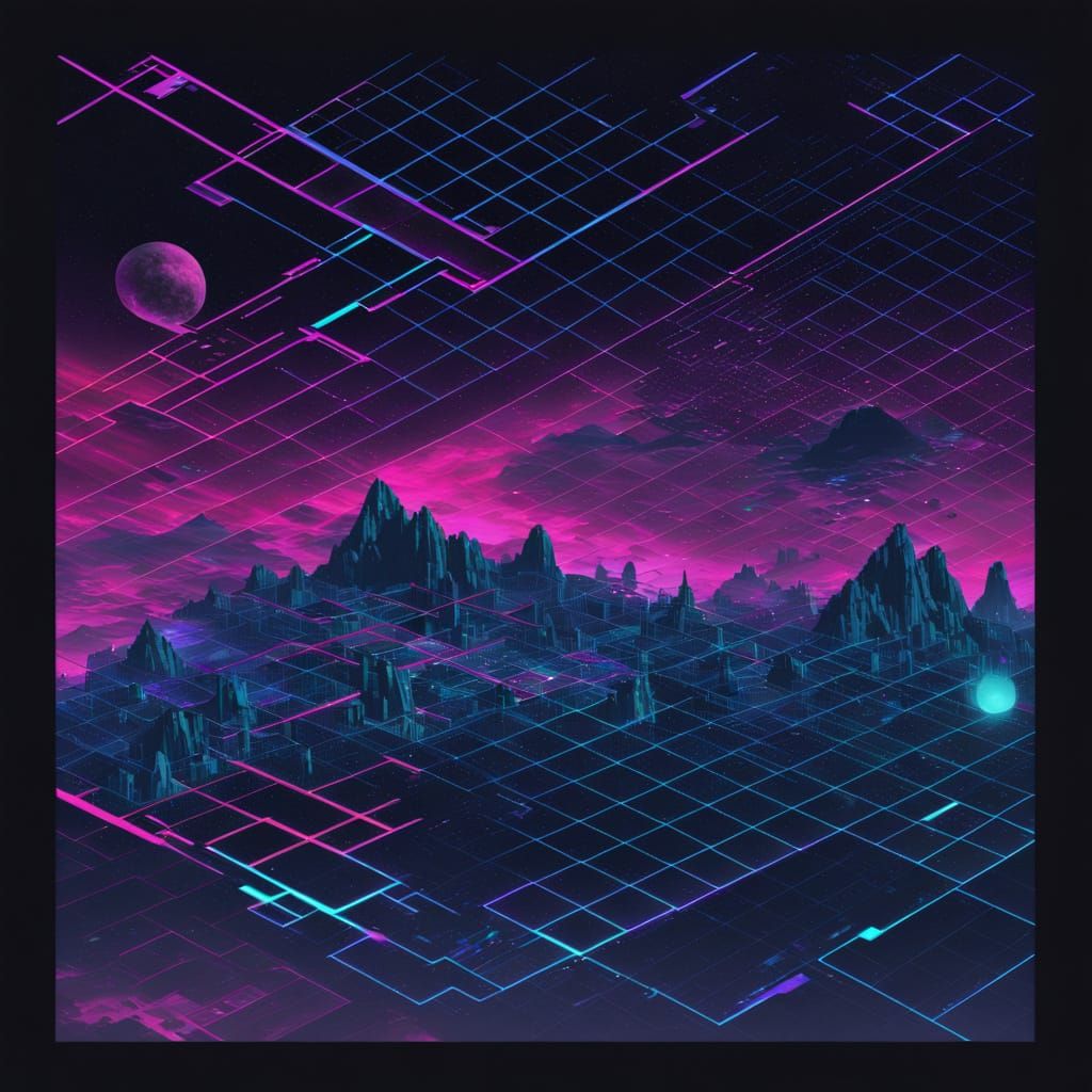 Stepping Into Infinity Synthwave Grid