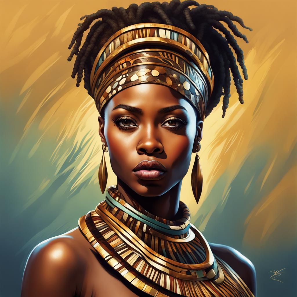 Zulu Woman Portrait in Hyperrealistic Style
