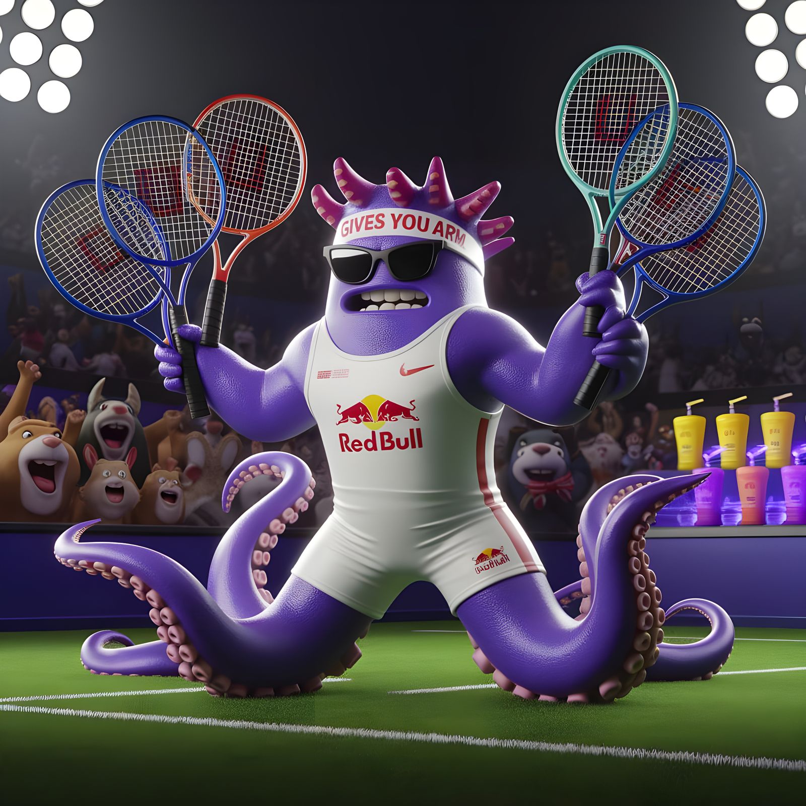 Octopus Tennis Star in Dynamic 3D Render