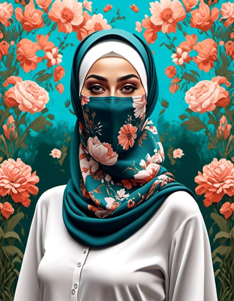 Beautiful Masked Woman in Spring Park