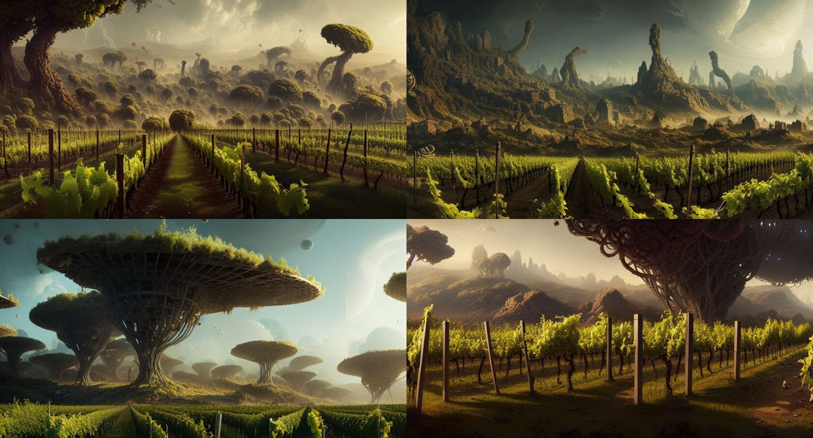 Alien Vineyard Colony in Hyperrealistic Style