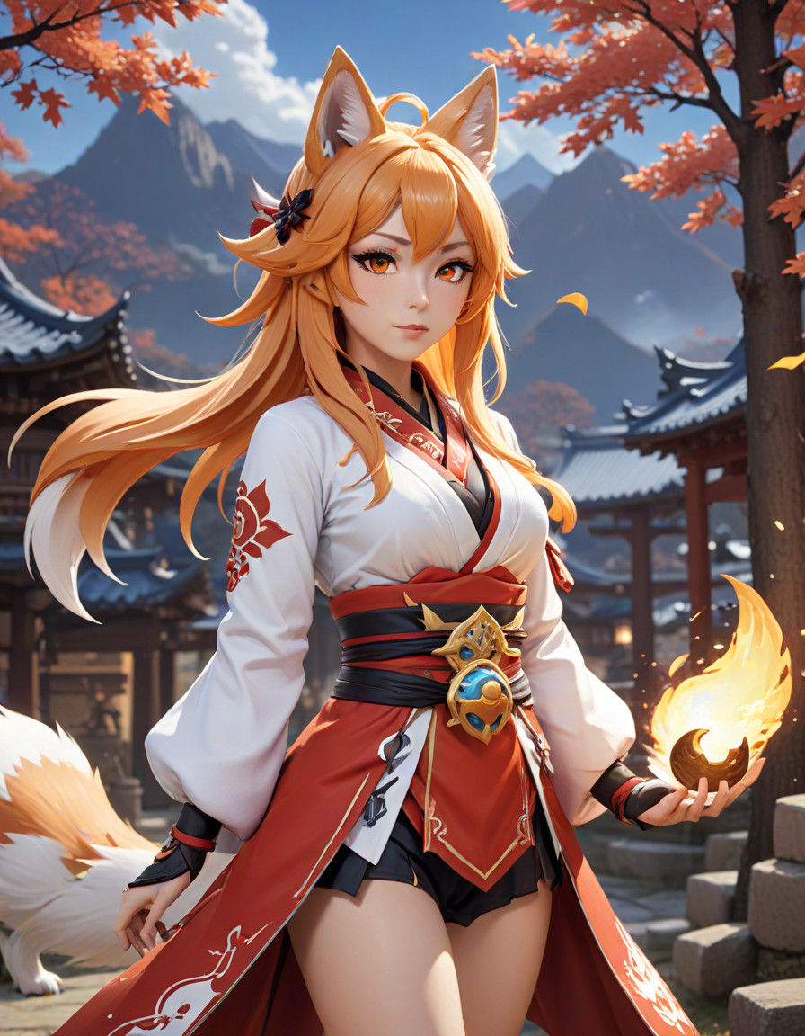 Mysterious Kitsune in Genshin Impact World