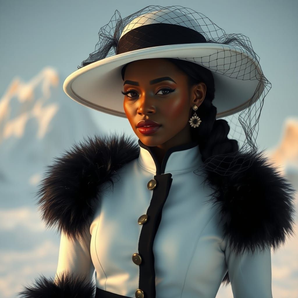 Elegant Woman in White Dress: Digital Art