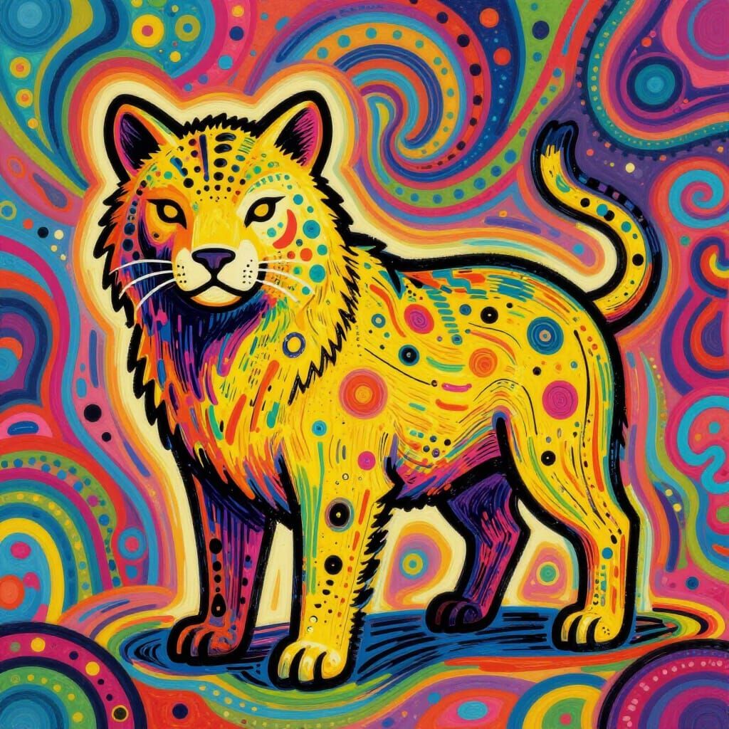 Unique Animal Illustration with Psychedelic Background