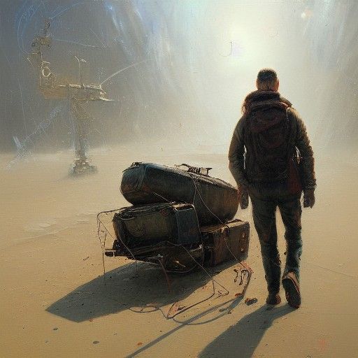 Man with Emotional Baggage: Oil Painting