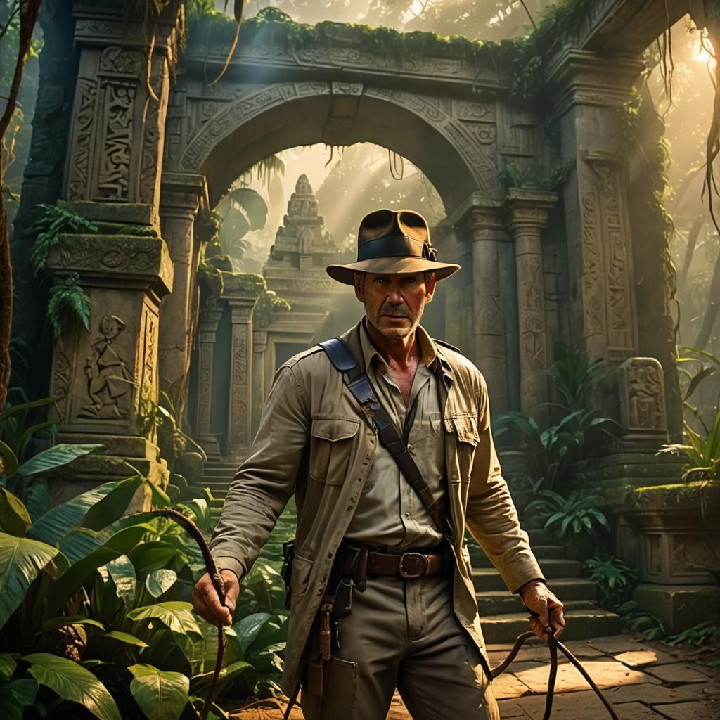 Young Indiana Jones in Mystical Jungle Temple