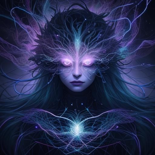 Surreal Brain Portrait with Glowing Neurons