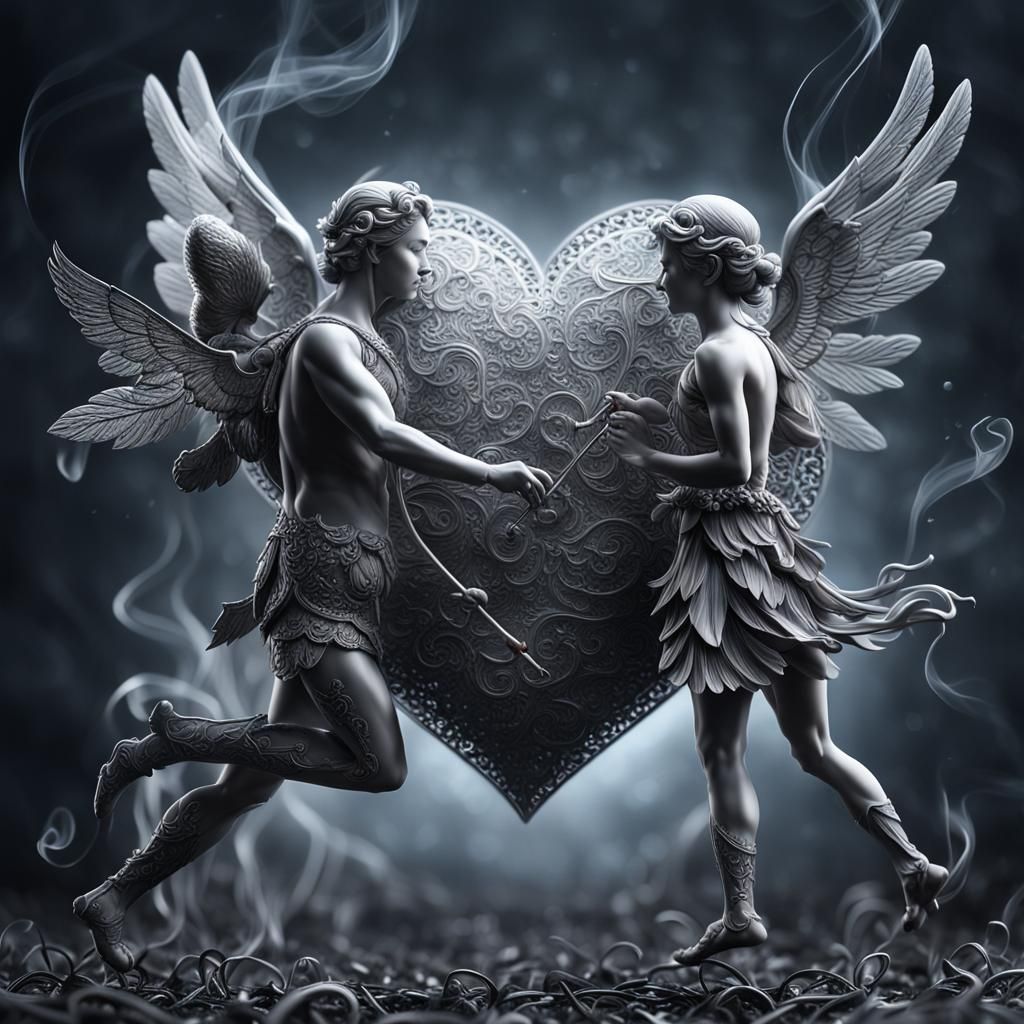 Love heart and Cupid