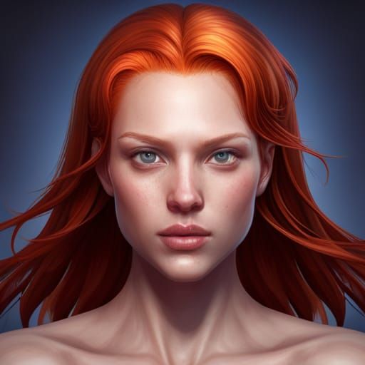 Redhead Portrait in Art Nouveau Splash Art Style