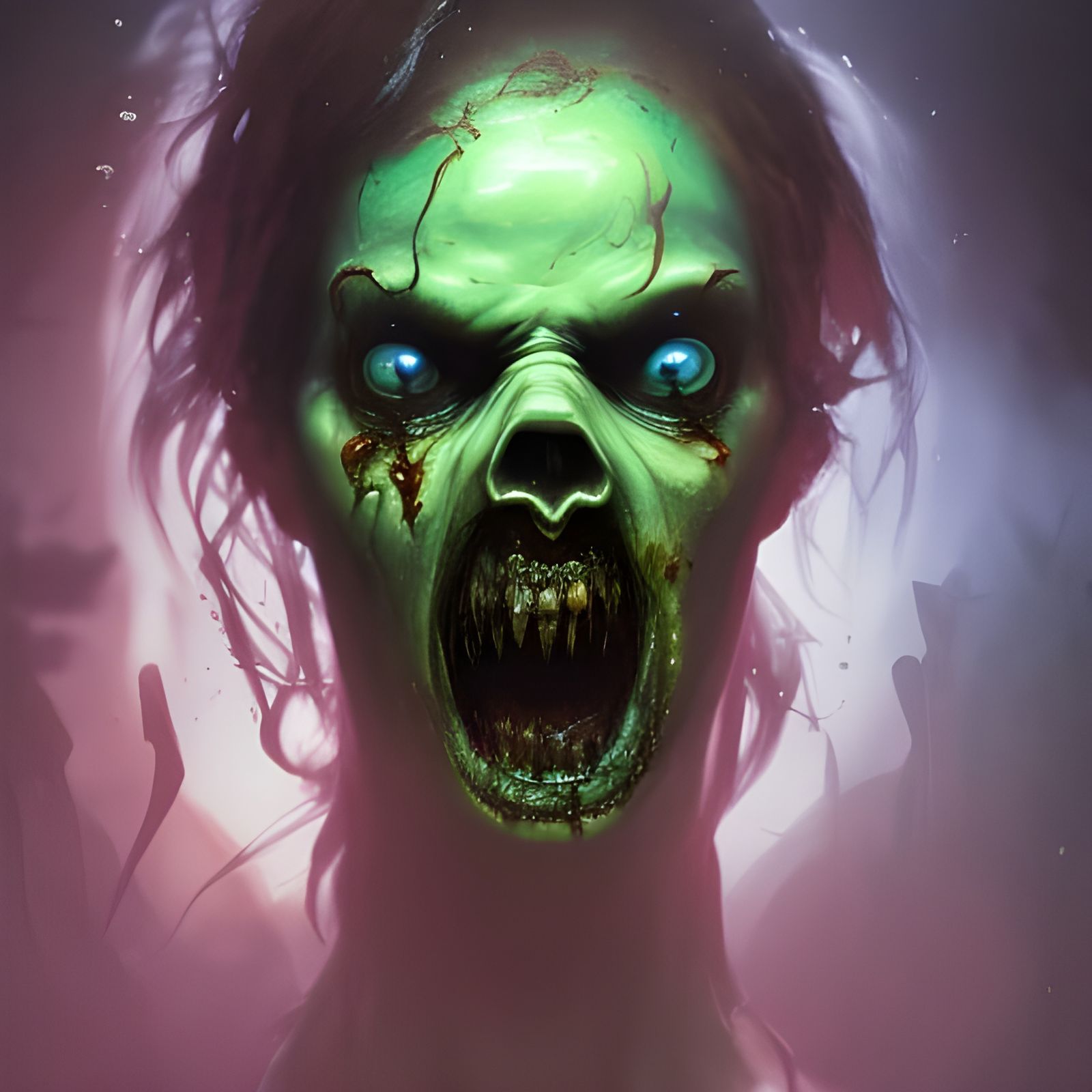 Melting Zombie Face in Dark Fantasy Style