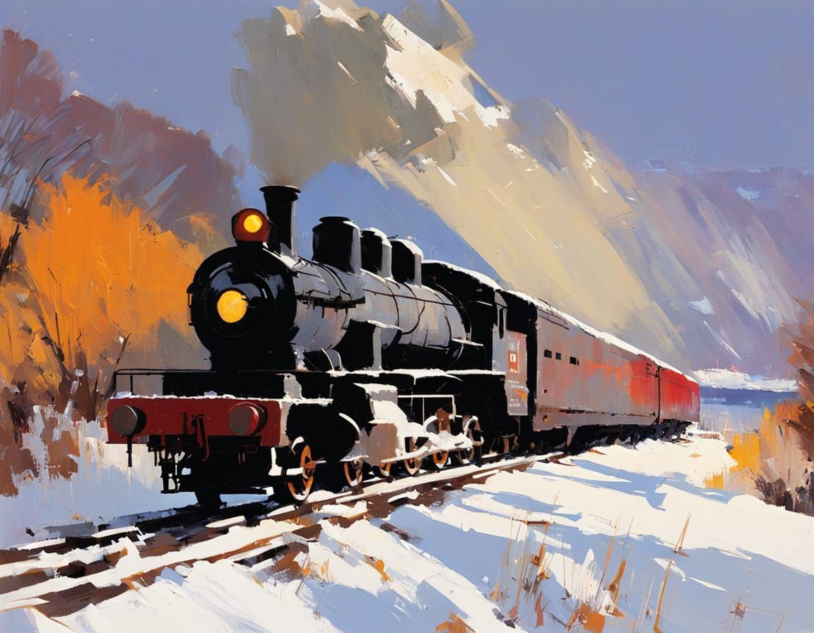 Picturesque Winter Train Scene