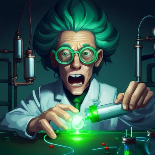 Mad Scientist's Lab: A Surreal Cyberpunk Experiment