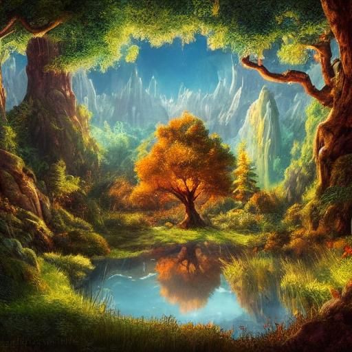 Shrek Climbs a Tree: Fantasy Oil Painting