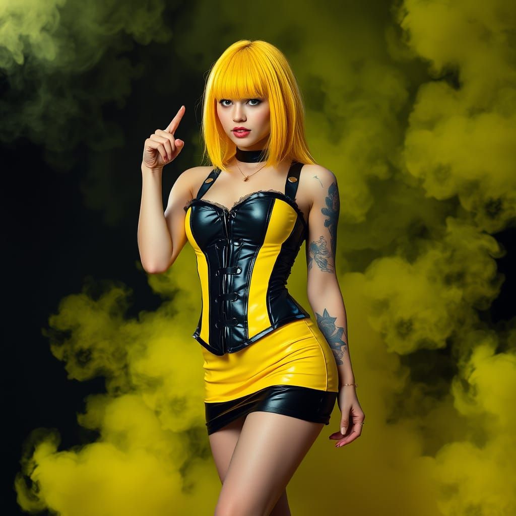 Woman in Yellow Latex, Digital Art Style