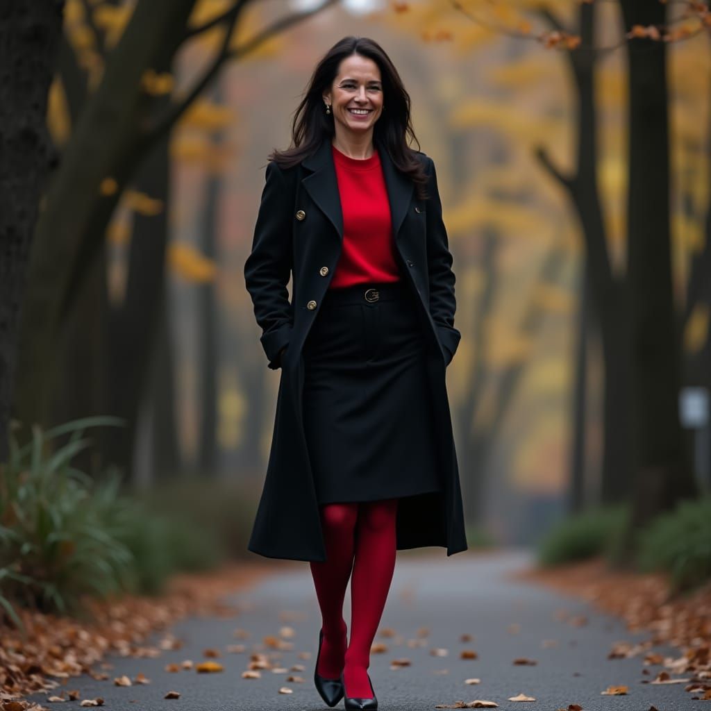 Elegant Woman in Red and Black: Professional Photography
