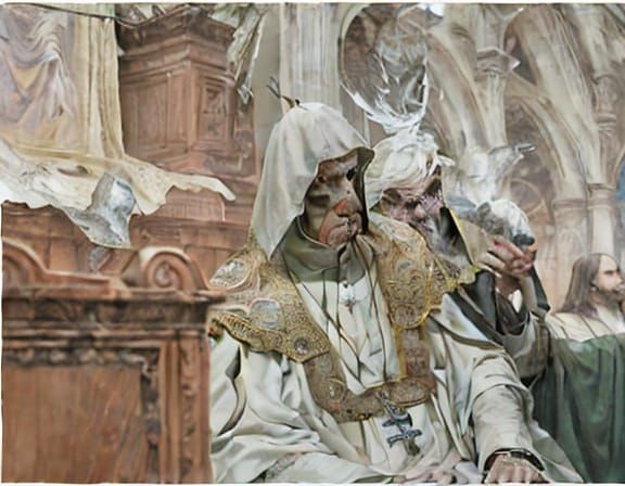 Surreal Pope Surrounded by Iridescent Gasoline Tissue Paper ...