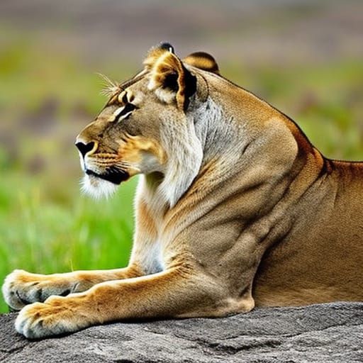 Lioness and Cub with Broken Glass Effect