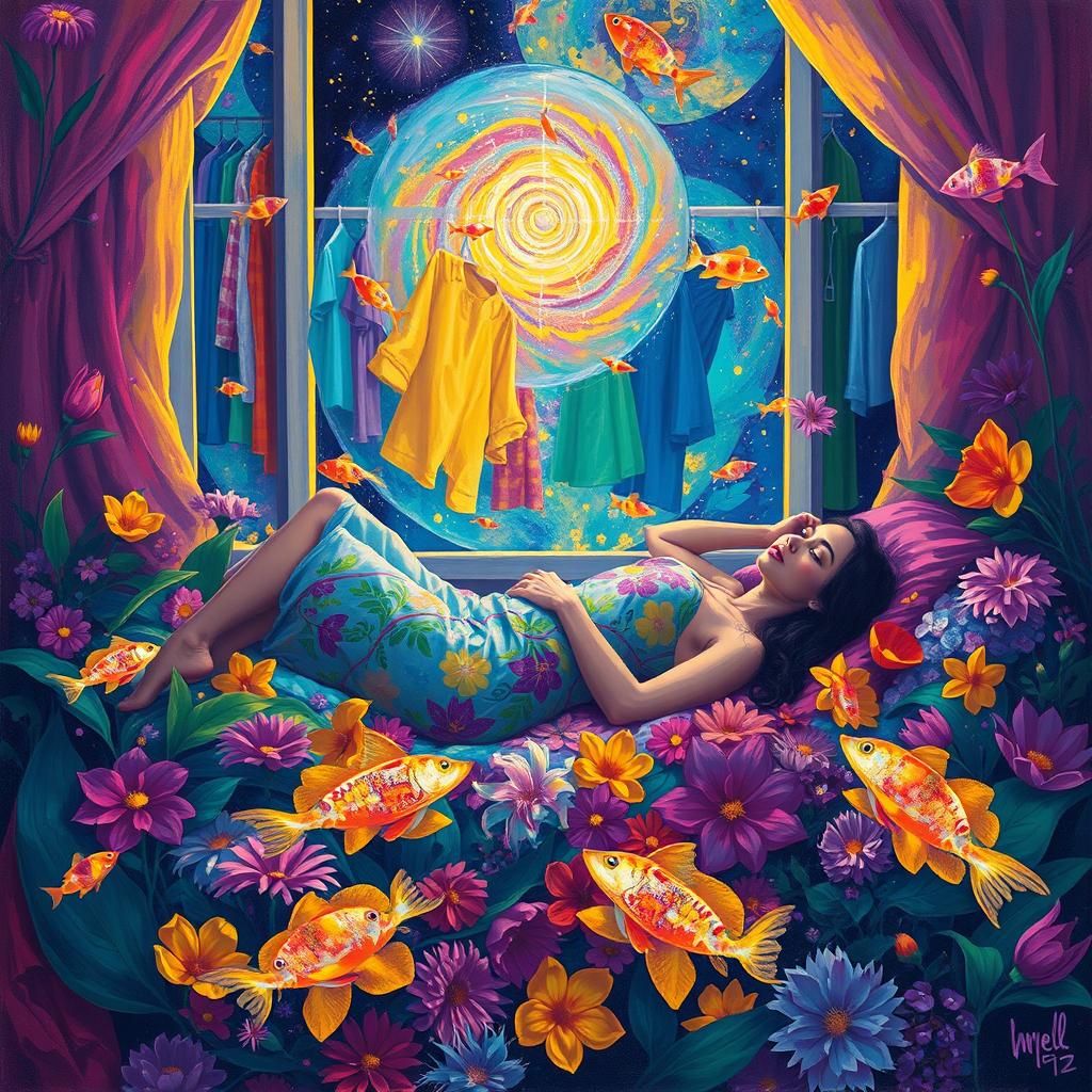 Surreal Floral Bedroom Portal in Abstract Style