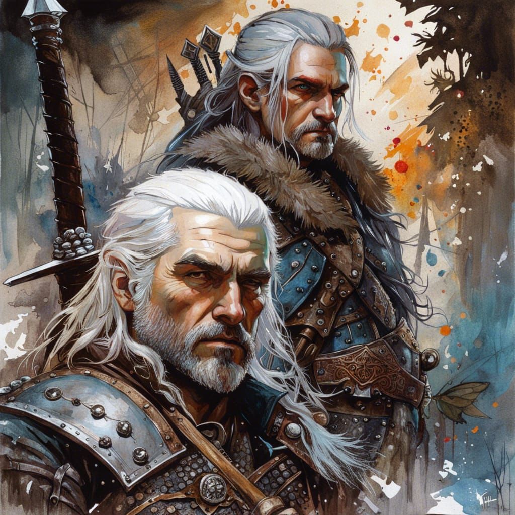 Geralt of Rivia: Detailed Dark Fantasy Portrait