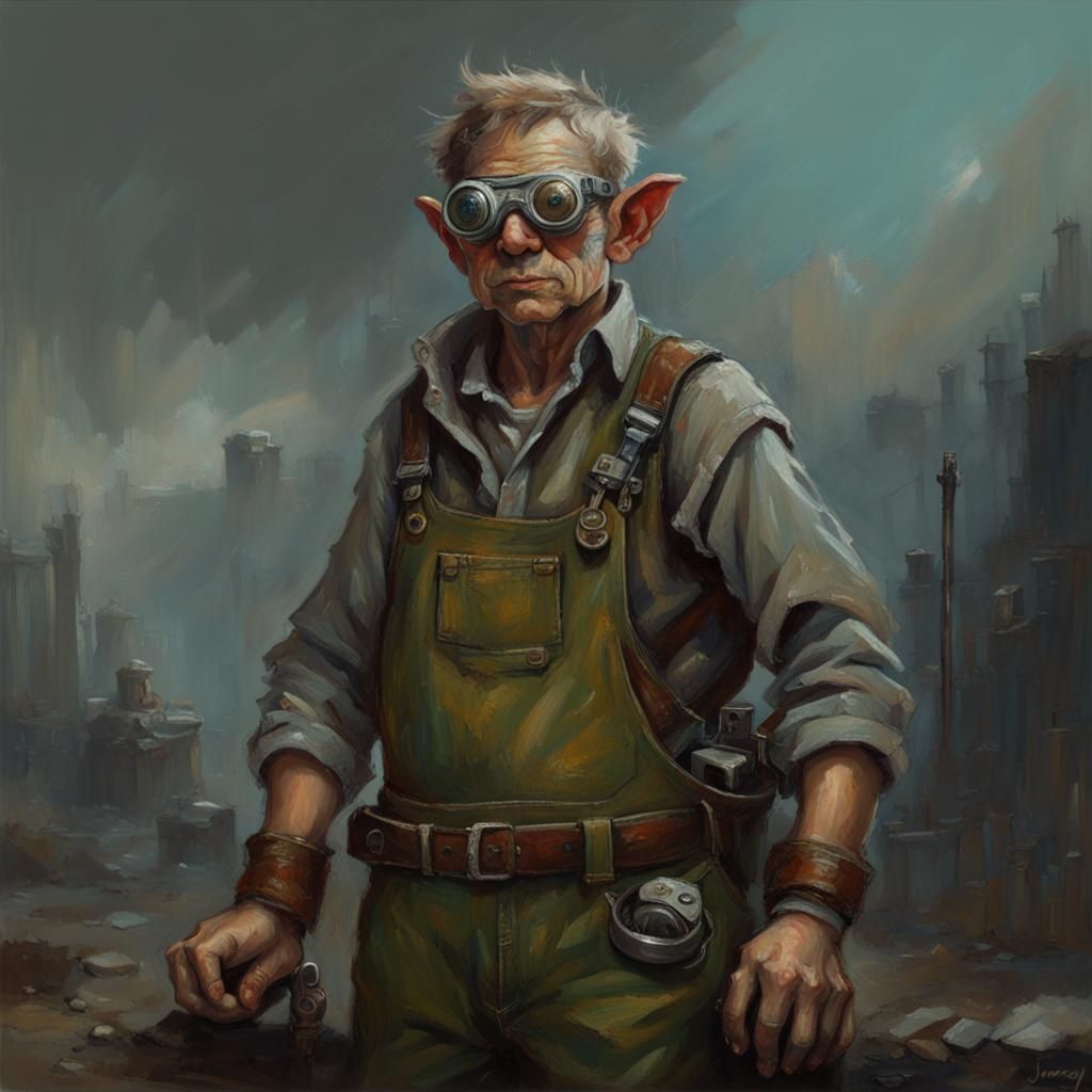 Halfling Elf Tinkerer in Post-Apocalyptic Style