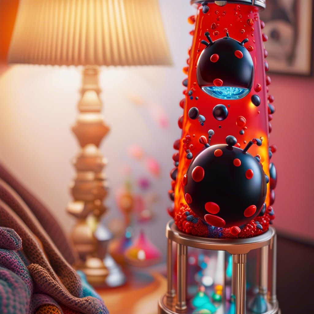Psychedelic Ladybug Lava Lamp in Graffiti Art Style