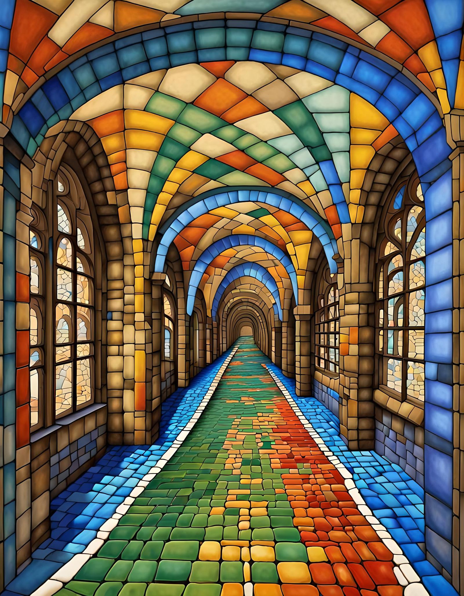 Psychedelic Aqueducts in Escher Style, 8K Unreal Engine