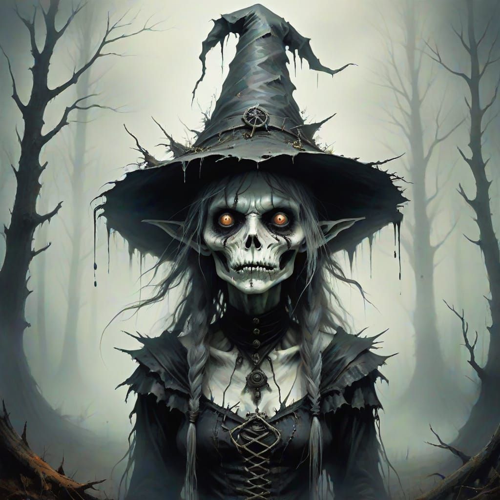 Deformed Forest Witch in Stephen Gammell Style